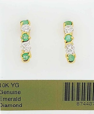 ECHTER SMARAGD & DIAMANT OHRRING MASSIV 10K GOLD - Gratis Zertifikat Bewertung