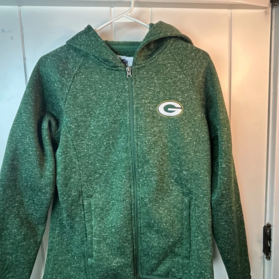 Sudadera con capucha Green Bay Packers cremallera completa verde polar para mujer mediana Foto 2 de 4