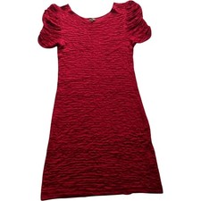 Phase Eight Dress Womens 18 Red Short Sleeve Rayon Chic Crinkle Texture 