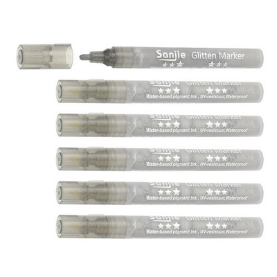 6 Pcs Metallic Marker Pens - Shine Paint Ink Medium Tip, for DIY(Grey)