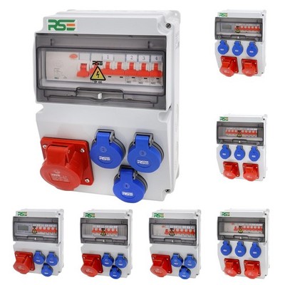 RSE BAUSTROMVERTEILER WANDVERTEILER KOMPLETT VERDRAHTET 32A 16A 230V MIT CEE ...