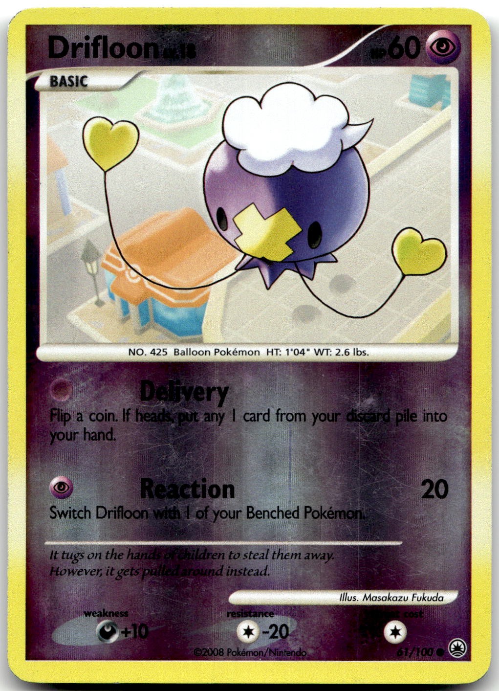 Drifloon 61/100 Common Majestic Dawn Pokemon Reverse Holo Moderately Played