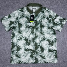 Under Armour NWT Matchplay Polo Shirt Men  s 2XL Green Palm Floral AOP Golf