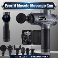 Everfit Muscle Massage Gun Rechargeable 30 Speed 6 Heads Percussion Grey