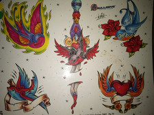 Sealed Cherry Creek Tattoo Flash Eric Iovino Birds, Heart, Sword 11"X17" Print