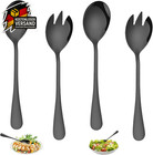 Salatbesteck Edelstahl Set Schwarz 2 Salatlöffel 2 Salatgabeln für Restaurant Ha