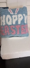 C&F-EASTER COLLECTION-HOPPY EASTER HOOKED PILLOW-MEASURES 8"X8"- NEW-2022