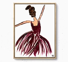 Original dancing lady 14X11 Gallery Paper acrylic abstract colorful home art