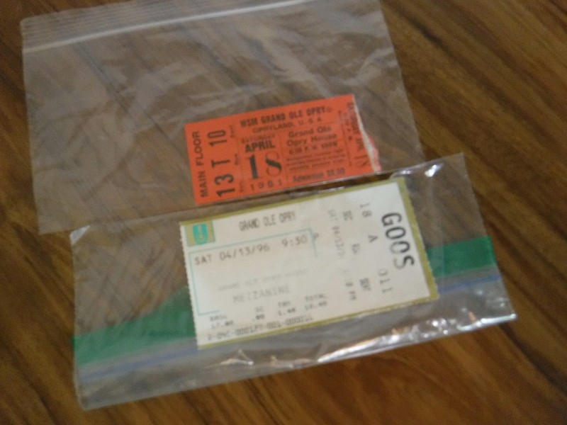 1981/1996 Grand Ole Opry original concert/show ticket stubs country music