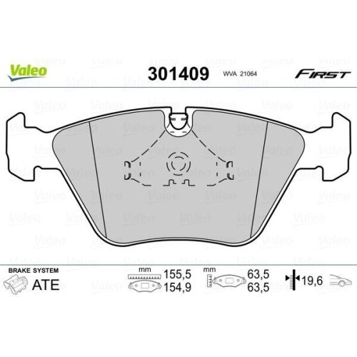 Plaquettes de frein Valeo 301409 First anti-bruit pour votre BMW