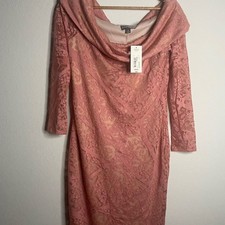 Bold Elements NWT Women Off the shoulder Rose Lace overlay knee length dress M