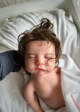 READY TO SHIP! Full Body Silicone Baby Doll, Rooted hair, 6.5 lbs, 19.5", floppy