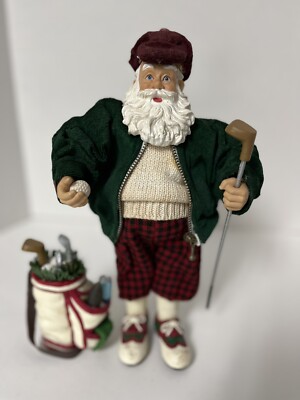 Vintage Adler Fabriche Santa Clause Golfer Figurine 11  Christmas Toys Golf Club