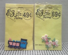 Vintage Bead Company Of America EZ Trims Fashion Patches Flowers Train Lot of 2