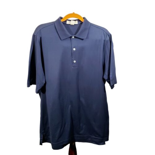 Fairway and Greene Polo Men LG Navy Blue Tech Golf Polo Activewear Outdoor