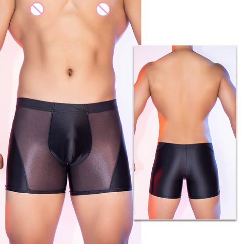 Hombres Sexy Bragas Calzoncillos Elásticos Aceite Brillante Malla Pantalones cortos Ropa Interior Boxer NUEVO - Imagen 10 de 20