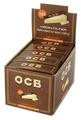 OCB Unbleached Virgin Tips Filtertips 5-25 Hefte a 50 Blättchen pro Heft 
