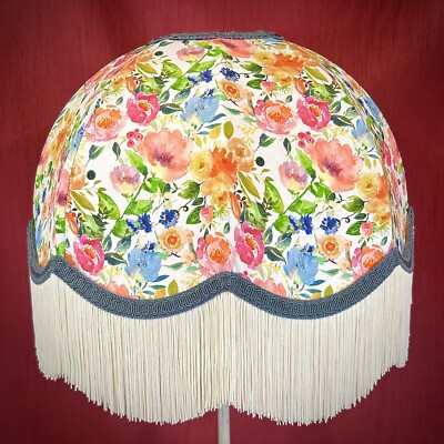 Lebendige Blumen Blau Creme Kuppel Lampenschirm Boden Tisch Standard Decken Leuchten