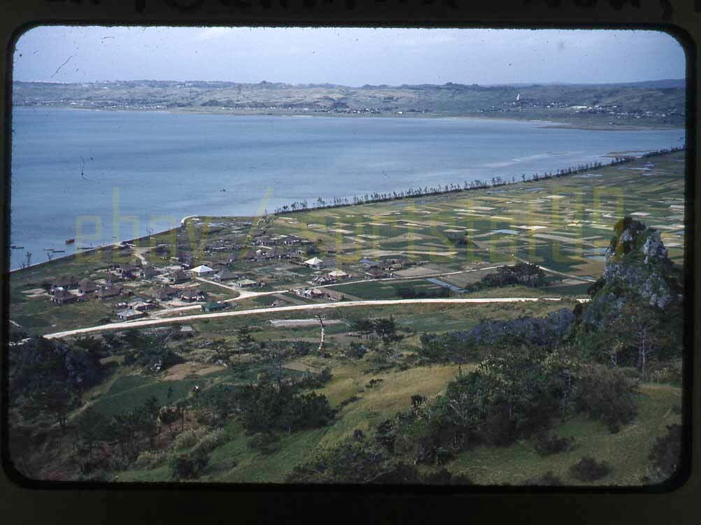 1954 Coastal View - White Beach Okinawa Japan - Vtg Red Border