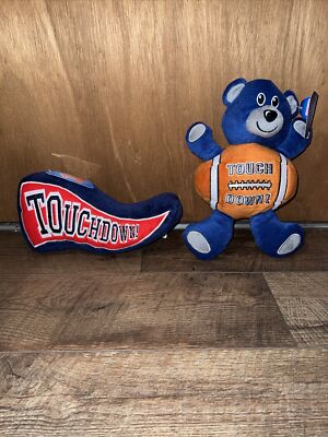 LOT OF 2 Sugar Loaf  Touch Down Plush 2012 12 Inch Flag And Football Bear