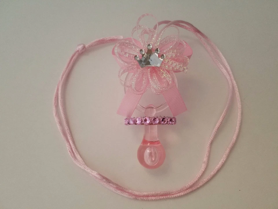 12 Princess Pacifier Necklace Baby Shower Favor Prize Game Its a Girl Decoration - Image 4 of 4