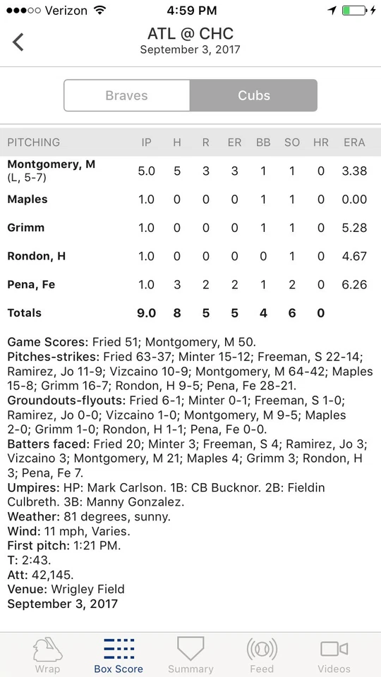 Tickets - Cubs vs Braves - Sunday 9/3/17 - Dillon Maples Debut!!! Souvenir - Image 2 of 3