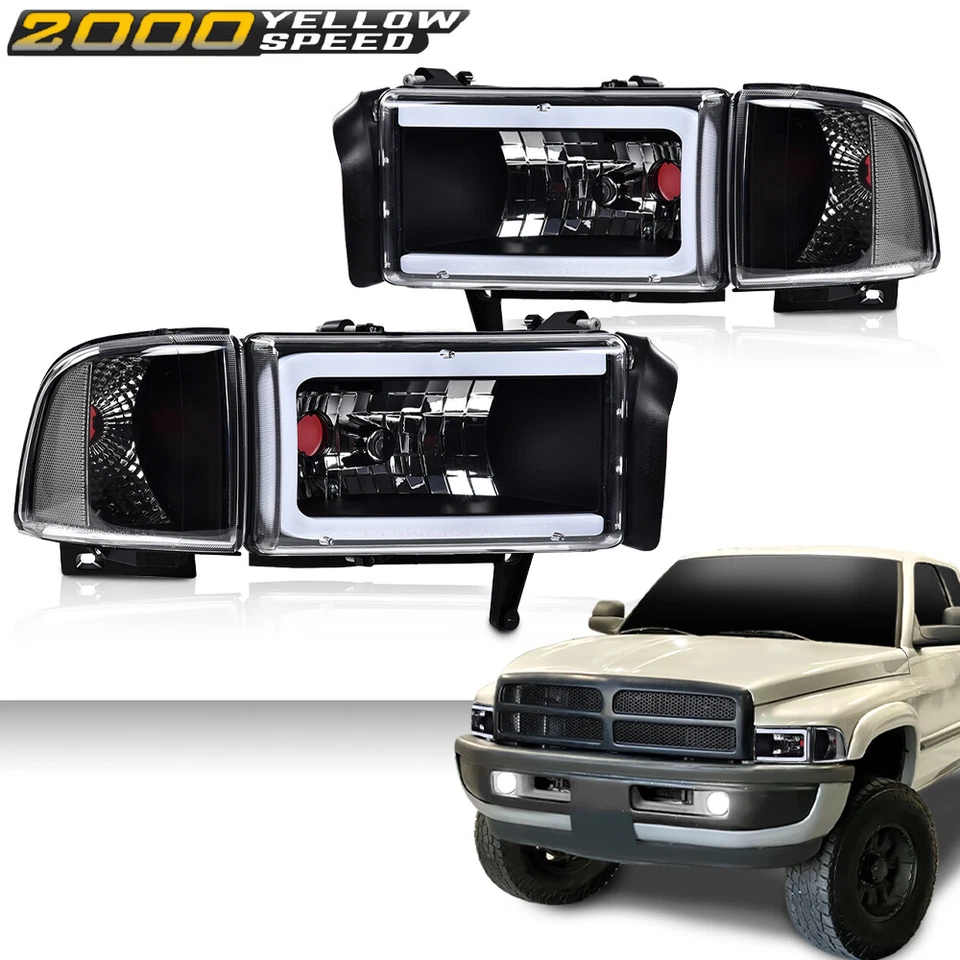 Fit For 94-02 Dodge Ram 1500 2500 3500 Corner LED DRL Headlight Lamps Left+Right - Изображение 2 из 4