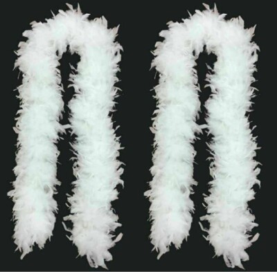 2 x WEISSE FEDERBOA LUXUS DICKER CHRISTBAUMSCHMUCK 1,8M 85G