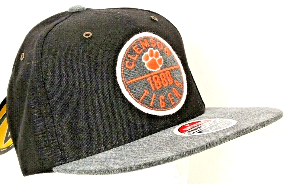 Clemson University Tigers Black flat bill wool Adjustable Snapback Baseball Hat - Image 2 of 4