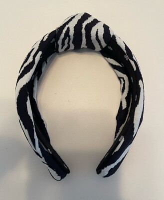 LELE SADOUGHI X SOLID & STRIPED KNOTTED HEADBAND BLACK WHITE 