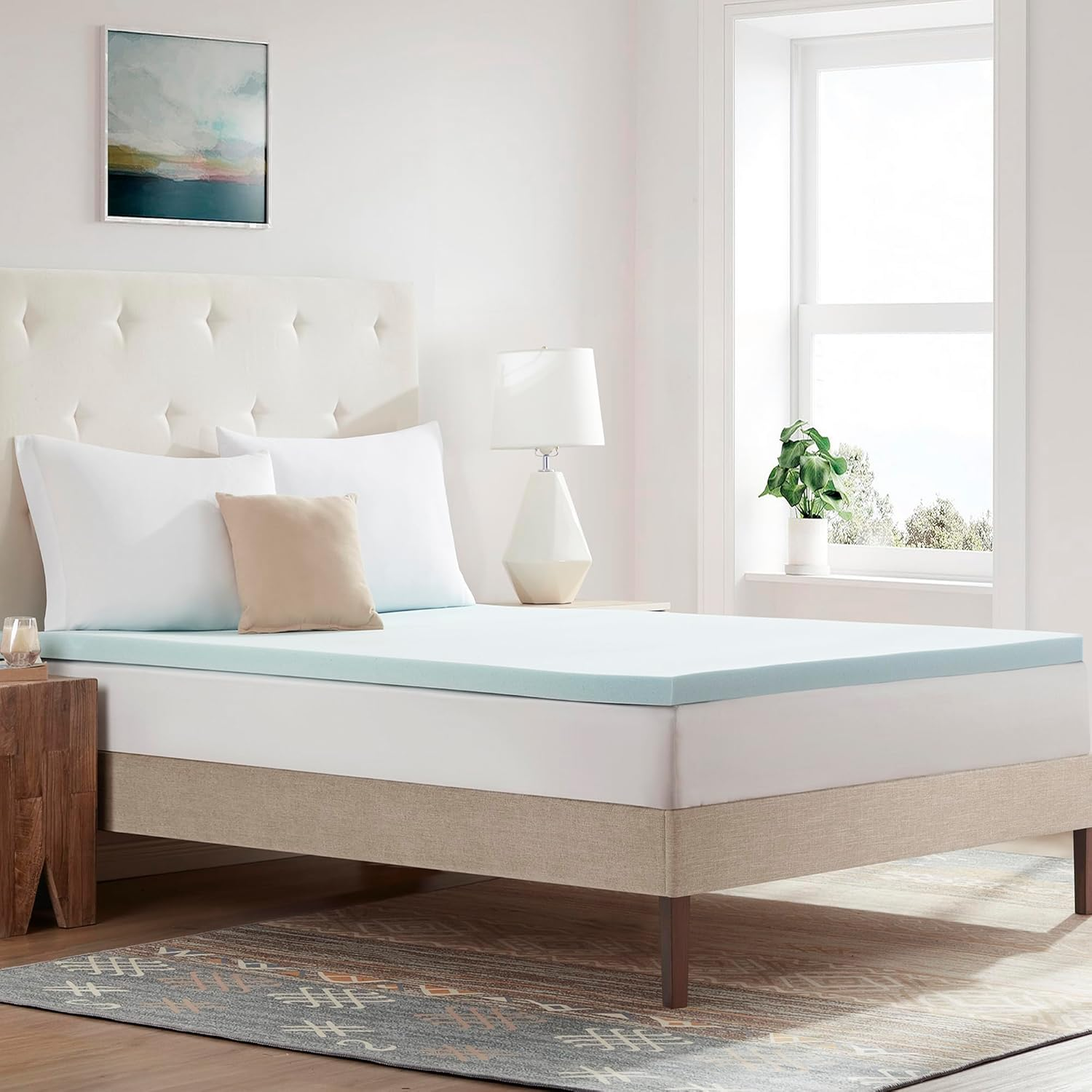 Mattress Topper College Dorm Room Essentials Gel Infused Memory Foam 2 Inch Pad-image