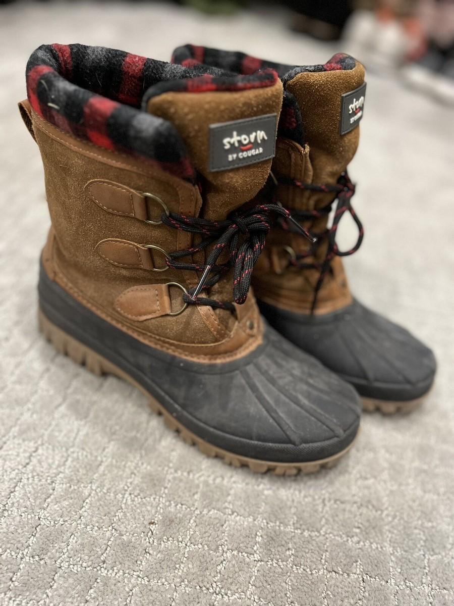 Storm by Cougar Claudia Chestnut Lace-Up Rain Winter Boot Women