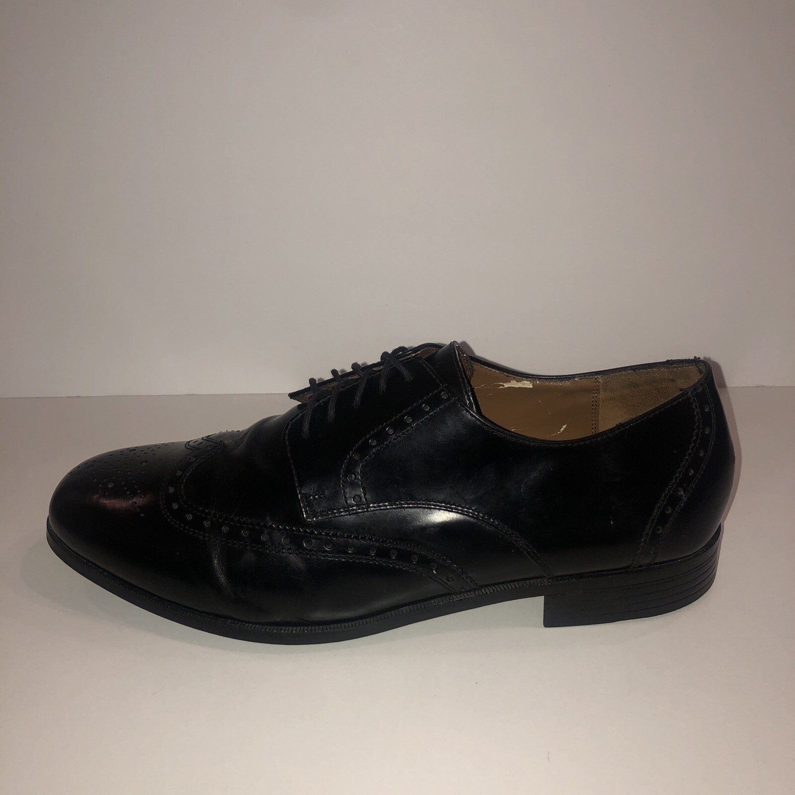 FLORSHEIM Men's Brookside Wingtip Oxford Black Leather lace up shoes