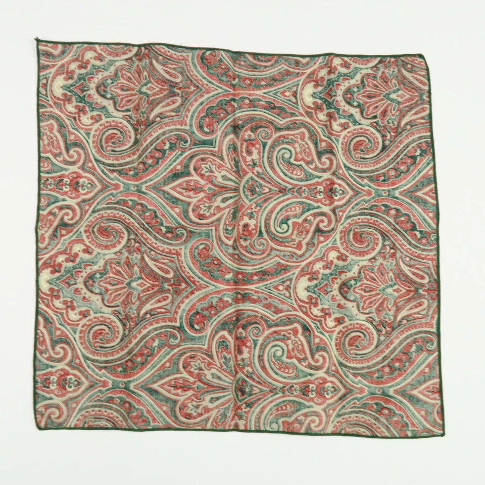 Mens Green Red Bandana Hankershief Paisley Pattern 16"x15"  - Image 3 of 3