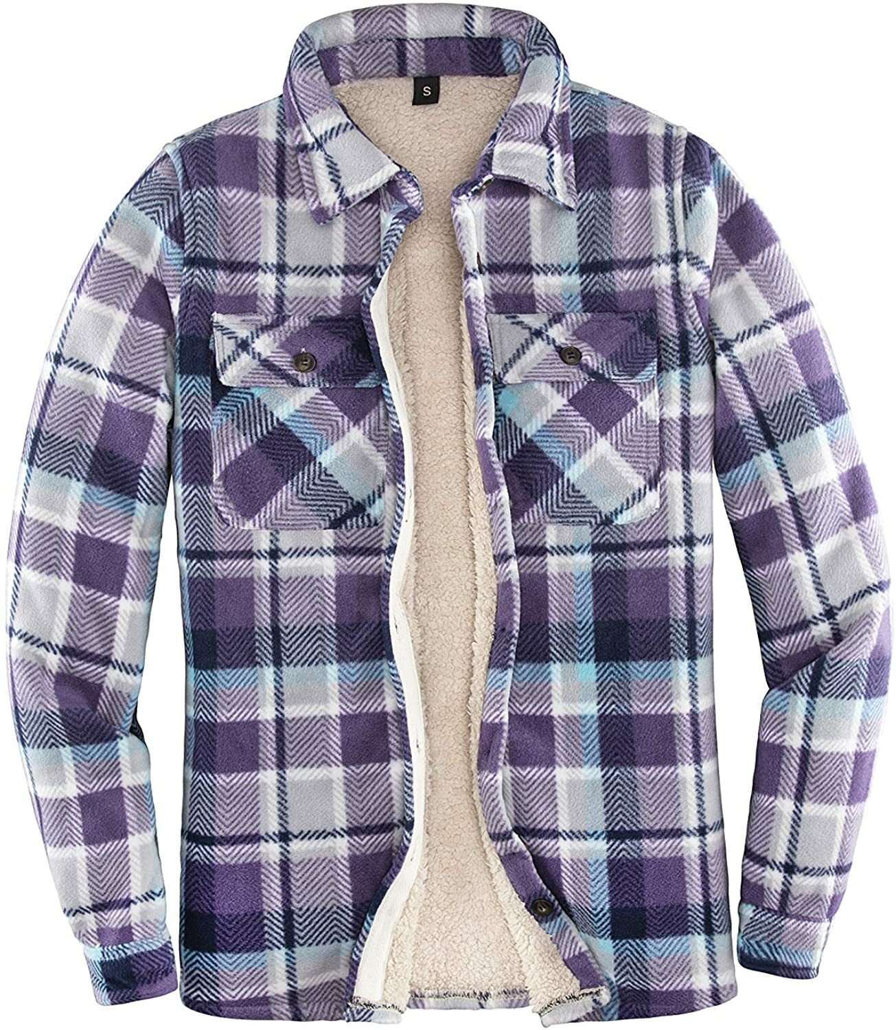 Womens Sherpa Fleece Lined Flannel Shirt Jacket Warm Button Up Plaid Shirt  Jac ( | eBay