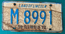 ILLINOIS US Car Licence Plate  1972 M8991 Land of Lincoln Roadkill condition