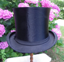 ANCIEN CHAPEAU CLAQUE HAUT-DE-FORME - CHAPELLERIE GARCIN GRENOBLE