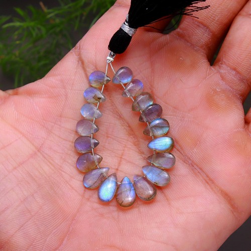 18 Pcs 19 Cts Natural Labradorite Teardrop Gemstone Briolette 5x7-6x10mm#12808 - Picture 2 of 8