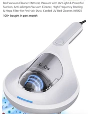 Ne Ros Handheld Bed Vacuum Cleaner UV Sanitize Allergen, True HEPA Filter