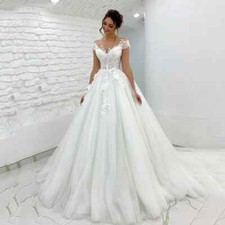 Princess Wedding Dresses Off Shoulder Lace Applique Sleeveless Boho Bridal Gowns
