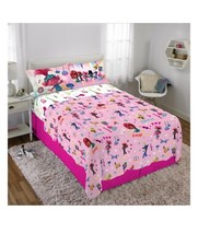 Trolls World Tour 4 Piece Microfiber Full Flat Sheet Set With Pillowcases New