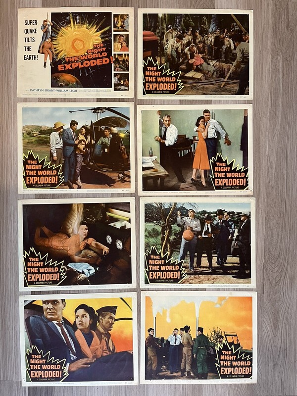 NIGHT THE WORLD EXPLODED LOBBY CARDs SET OF 8 MOVIE POSTERS 1957 CROSBY GRANT