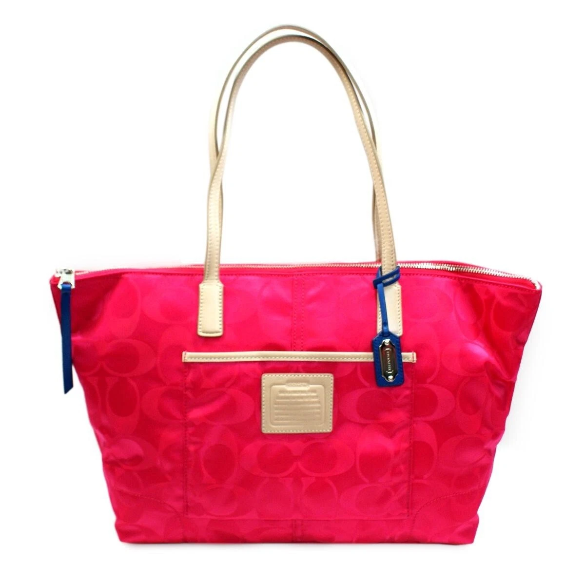 Coach Signature Nylon East West Zip Tote Pink Ruby handbag | eBay