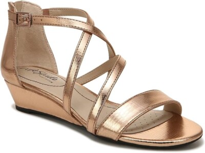 Life Stride  Yolanda Wedge Sandal, in Bronze, Size 7 Wide, Vegan, New in Box!