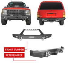 Hooke Road Steel Front Rear Bumper W Led Light For 1984-2001 Jeep Cherokee Xj