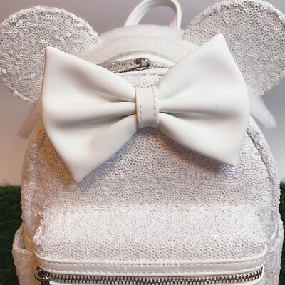Minnie Mouse Sequin Bow Mini Backpack & Mickey Keychain *2 Piece Set* New Sealed Minnie Mouse Sequin Bow Backpack & Mickey Keychain Turquoise  main image 4