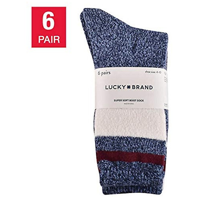 6 Pair Lucky Brand Ladies Boot Sock Women Woman SALE Knee High Warm Winter Soft