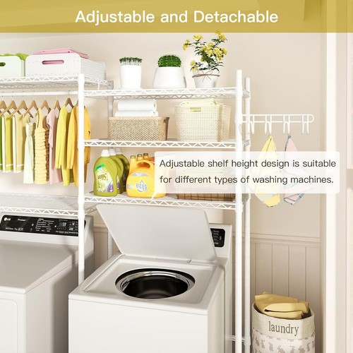 Over the Washer and Dryer Storage Shelf for Hanging Towels and Drying Clothes - Picture 13 of 23