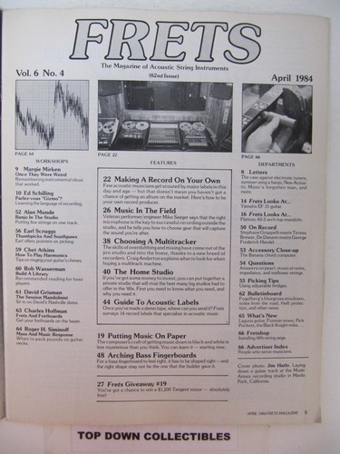 Frets Magazine April 1984 Recording Acoustic Music - Picture 2 of 2
