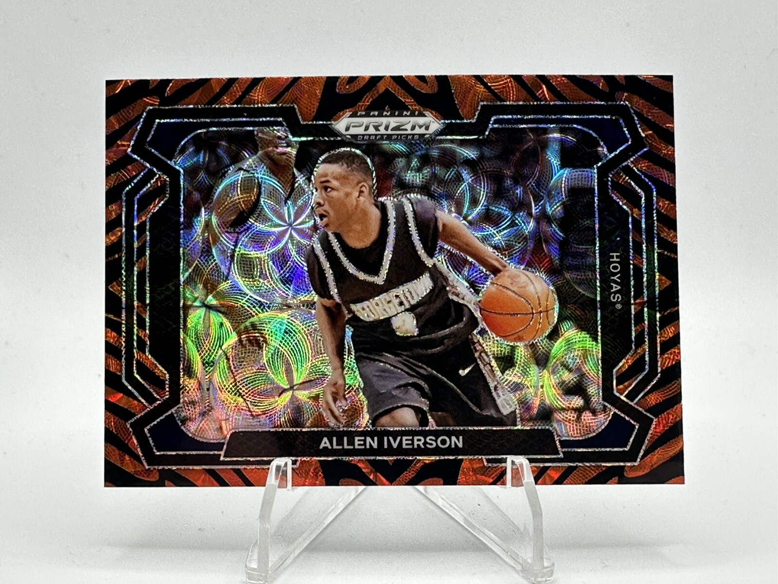 2024 Panini Prizm Draft Picks Tiger Stripe Allen Iverson Georgetown Case Hit